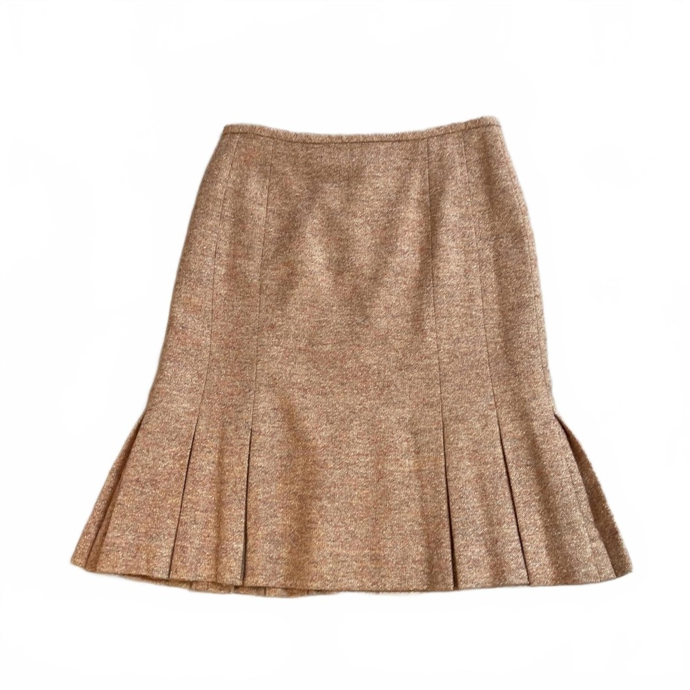 Pink Wool Blend Tweed Pleated Skirt Size 4 | Light Academia Preppy Retro Glam